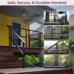 CR Fence & Rail Handrails for Outdoor Steps & Indoor Stair Railing Kit for Seniors, 1-2 Steps Safety Hand Rail for Porch & Deck, with 26" top Rail