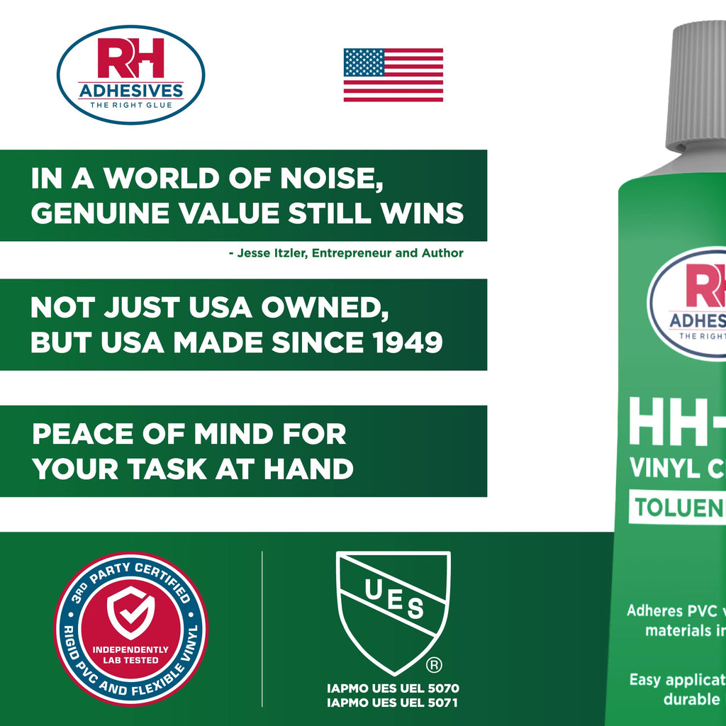 HH-66 Toluene Free Vinyl Cement 1 oz - PVC & Vinyl Glue for Pools, Tarps
