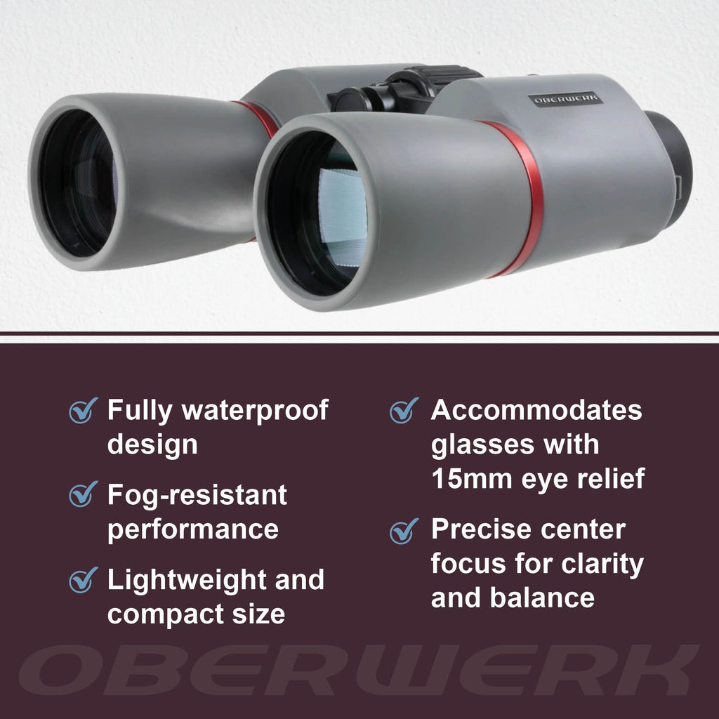 Oberwerk 10x50 Explore Binoculars - Compact & Lightweight Binoculars for Adults | Bird Watching, Hiking, & Outdoor Use | Wide 6.0° FOV | Fully Multi-Coated & Waterproof | Includes Case & Neck Strap