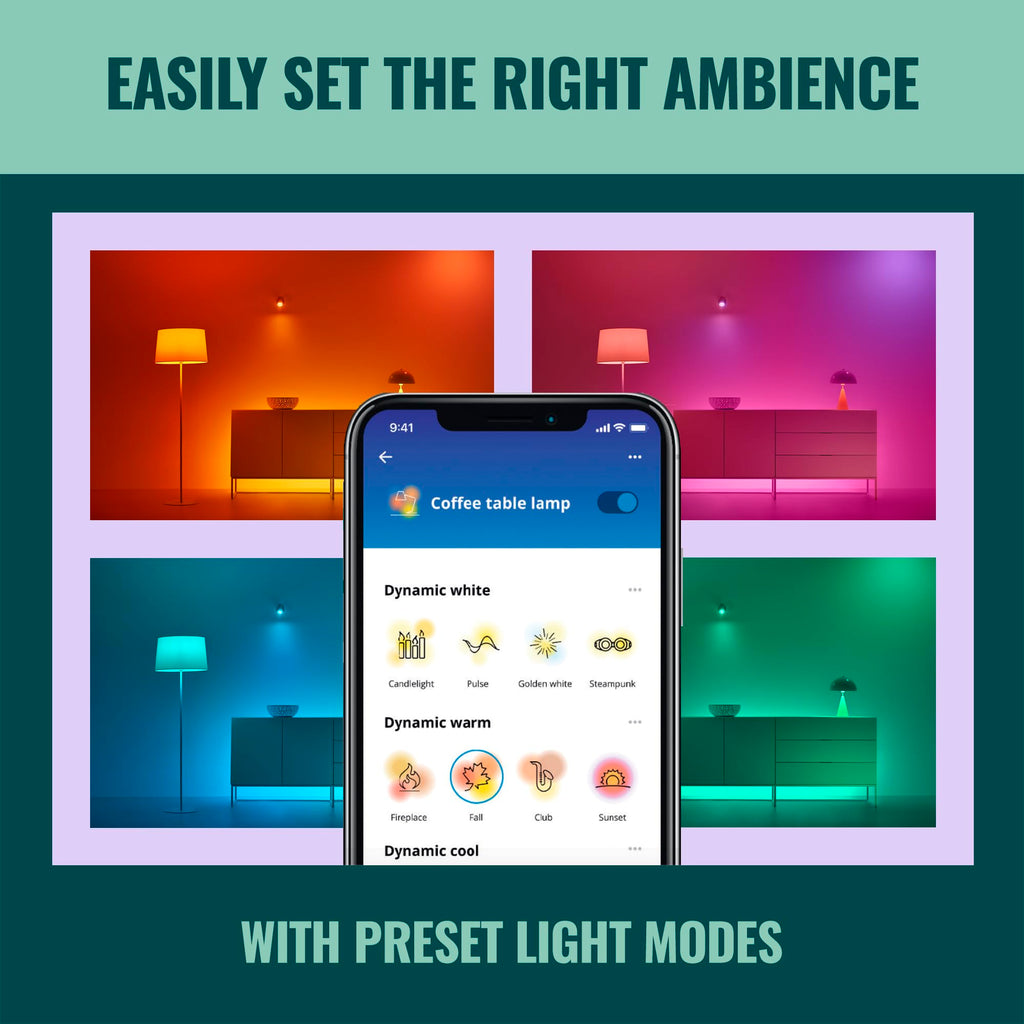 WiZ Connected Smart Light Bulbs, 4-Pack, Full Color A19 60W 800LM E26 LED Lights, Sunset/Sunrise Automation, Smart Bulbs with Motion Detection, Control with Voice or App