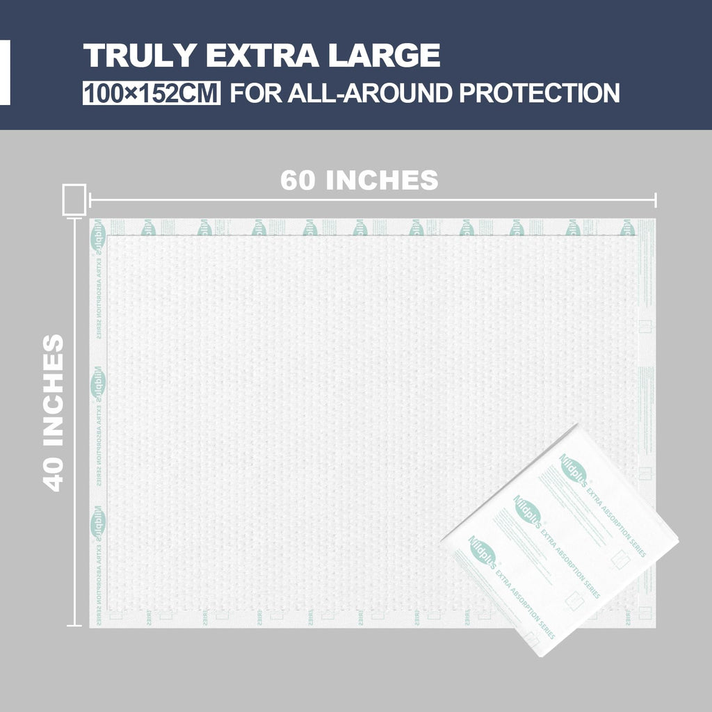 Heavy Duty Underpads 40"X60" Super Sized Chucks Pads 270 Grams Disposable Bed Pads with Strength Cloth Backing Extra Absorption Pads for Incontinence (100X152CM, 15 Count, Discreet Packaging)