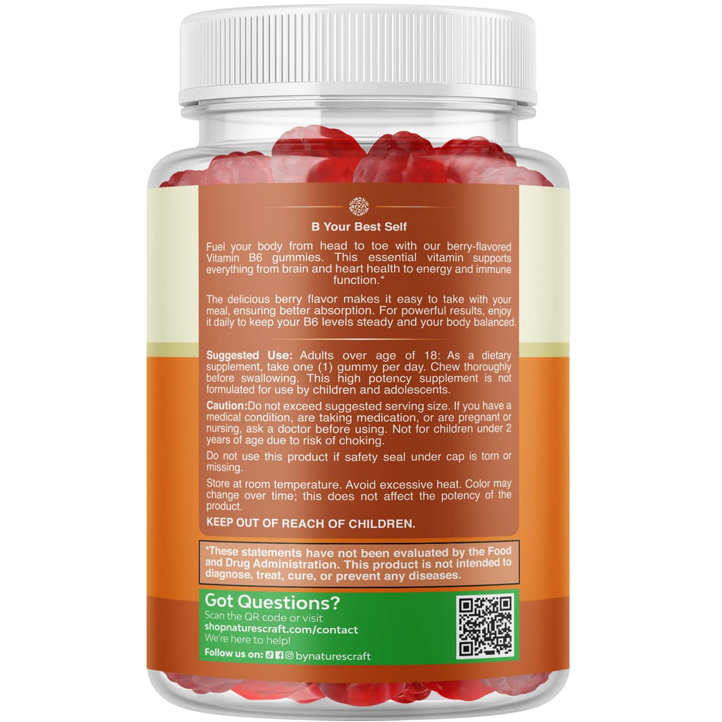Potent Vitamin B6 Gummies for Adults - Vitamin B6 50mg Per Serving Gummy Vitamins for Women and Men for Immune Nerve and Mood Support - Vegan Kosher B6 Vitamins Gummies for Women and Men - 90 count