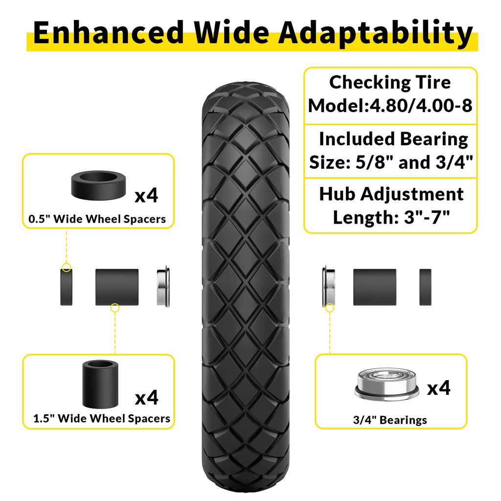 RONPOW 4.80/4.00-8 Flat Free Wheelbarrow Tire and Wheel, 16" Black 2-Pack