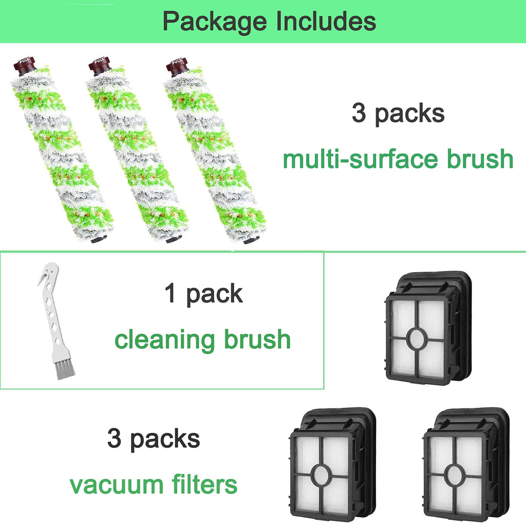 Bvhonwe 6 Pack Replacement Parts for bissell CrossWave Pet Pro 2306A & CrossWave 1785 Series 3888A Vacuum Cleaner, 3 Pack 2460 Brush Rolls,3 Pack 1866 Filters,Compare to Part 1613568&161-3568,1608684