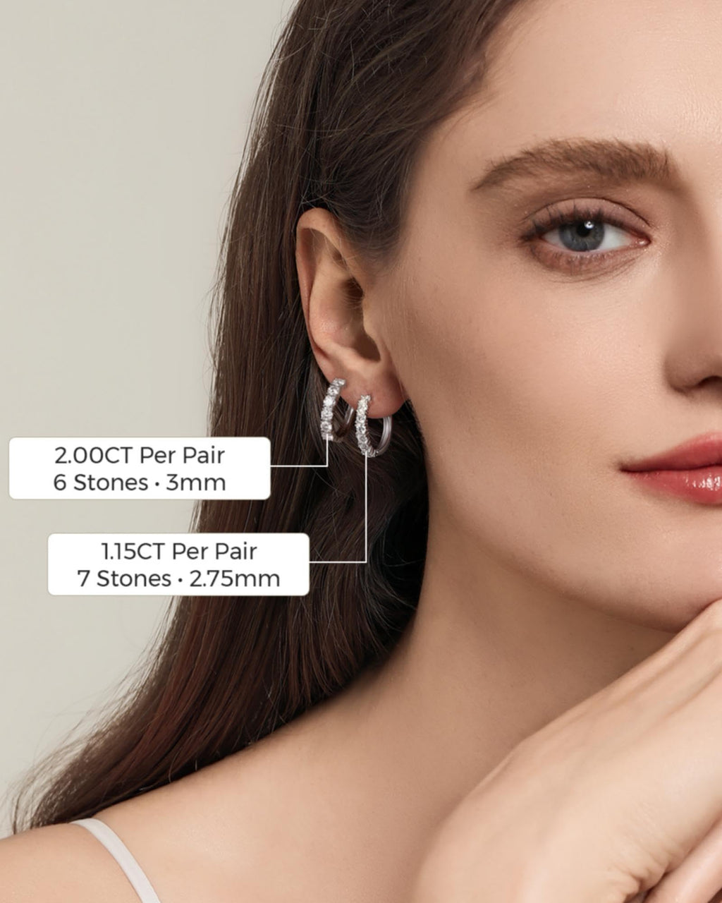 1.15CT Moissanite Hoop Earrings for Women, 925 Sterling Silve Huggie Hoops