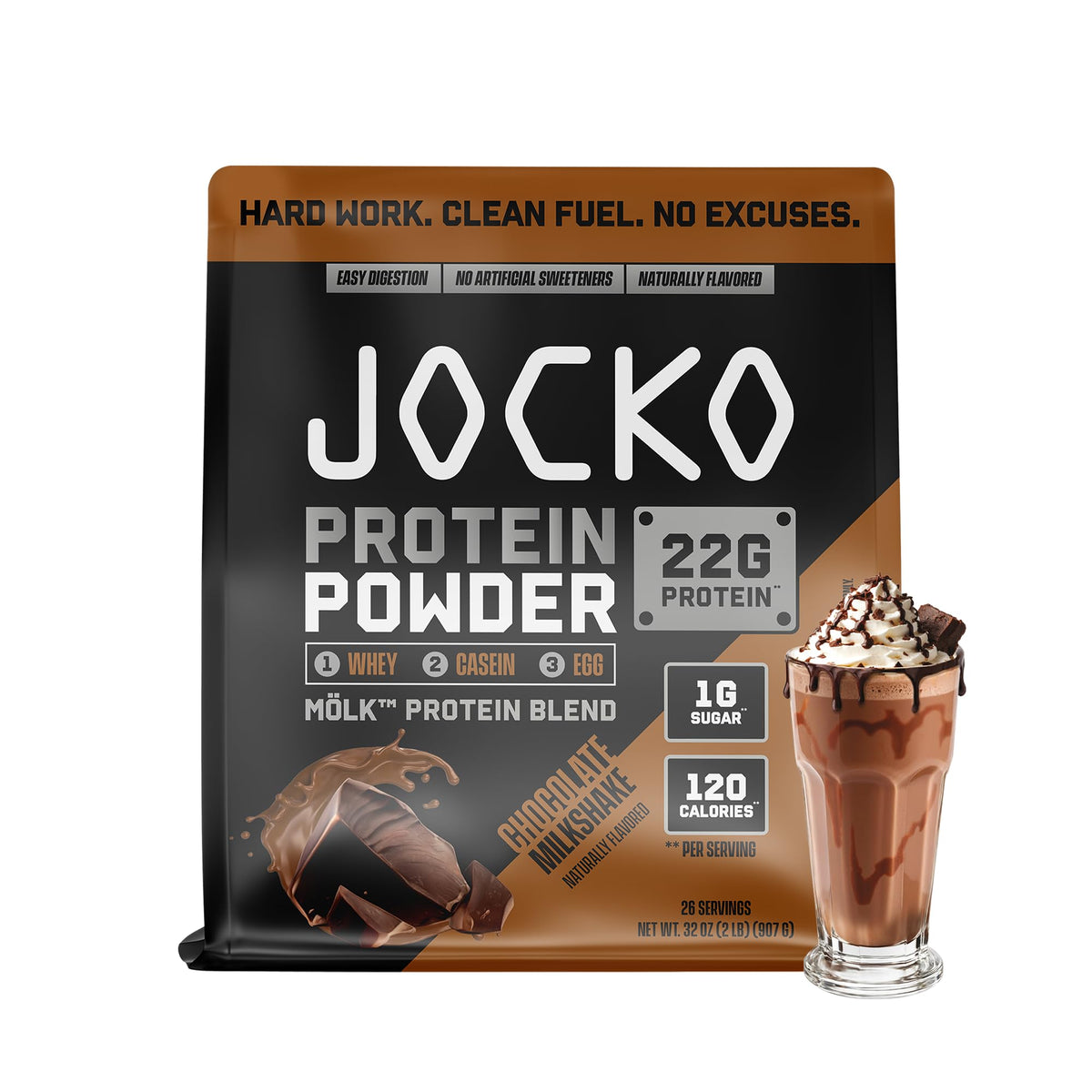 Jocko Fuel Whey Protein Powder, Chocolate Milkshake | 26 Servings