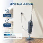 Cordless Pool Vacuum for Above Ground Pool with Telescopic Pole, 18.5 GPM Powerful Suction, 45 Mins Runtime, Rechargeable Handheld Pool Cleaner with 2 Brush Heads for Inground Pools