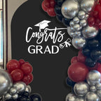 Congrats Grad Decal Sign for Balloon Arch - Graduation Decar for Grad Party, Class of 2026 Grad Party Graduation Event Planner Vinyl Decal (White)