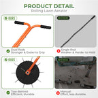 Walensee Rolling Lawn Aerator, Heavy Duty Manual Aerator Tool with 30 Spikes, Aerator Lawn Tool with Integrated Dual-Bar Handle, Soil Penetrator Push Lawn Aeration for Yard, Garden and Lawn