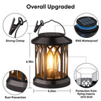 Solar Lanterns Outdoor Waterproof 4-Pack: Hanging Solar Lights for Outside Patio Decor for Garden Bright Black Modern Lanterns Decorative with Clips Gifts for Family Household Newlyweds - Warm Light