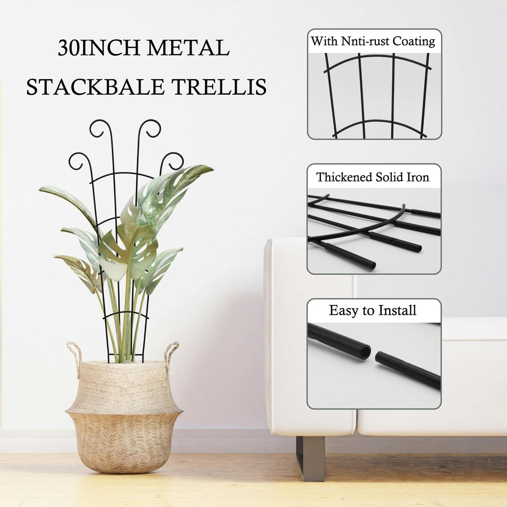 30 Inch Trellis for Climbing Plants Indoor 3 Pack Indoor Plant Trellis for Potted Plants Metal Garden Trellis for pots Indoor Outdoor for Monstera Pothos Vine Ivy Hoya(30inch Black)