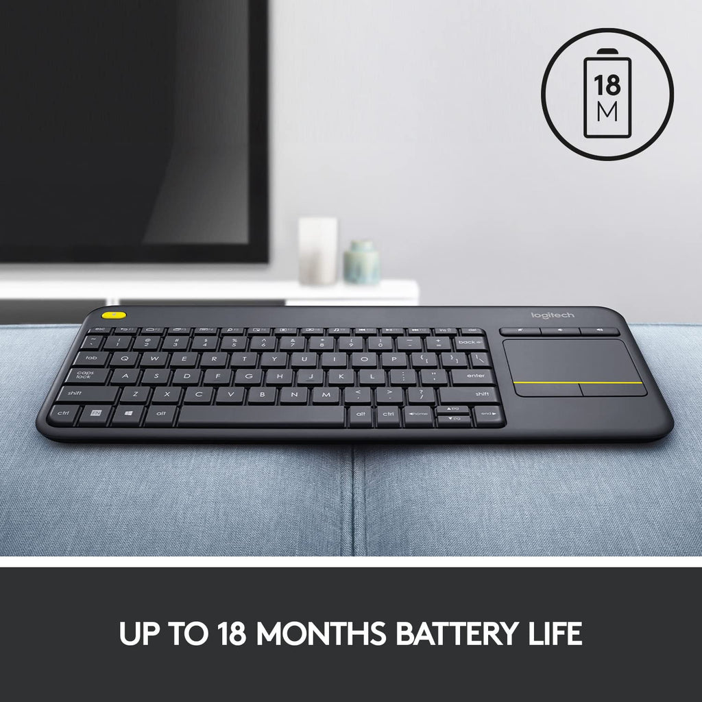 Logitech K400 Plus Wireless Touch TV Keyboard for PC-Connected TV - Black