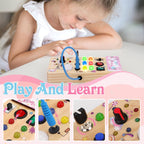 Unicorn Wooden Busy Board Sensory Toys with 8 LED Light switches,Christmas Travel Toys Montessori Toys for 1 Year Old Babies Toodler