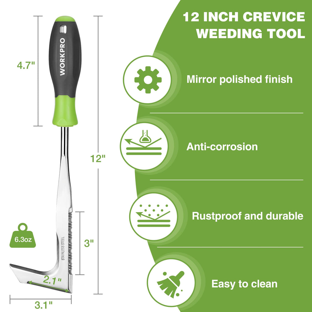 WORKPRO Crack Weeder, 12" Stainless Steel Crevice Weeding Tool