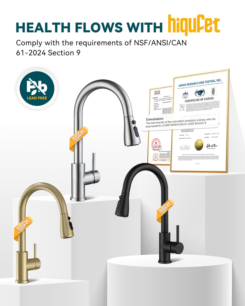 Hiqufet Kitchen Faucet with Pull Down Sprayer, Single Handle High Arc Kitchen Sink Faucet, Lead-Free Stainless Steel Modern Rv Bar Sink Faucets (Brushed Nickel)