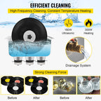 VEVOR Ultrasonic Vinyl Record Cleaner 6L 40kHz Vinyl Ultrasonic Cleaning Machine Knob Control Record Ultrasonic Cleaner 4 Records Vinyl Sonic Cleaner Stainless Steel Tank w/Mechanical Heater & Timer