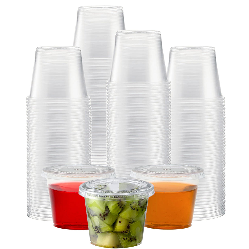 TashiBox 200 Sets-5.5 Ounce Disposable Plastic Jello Shot Cups with Lids, Souffle Portion Cups…