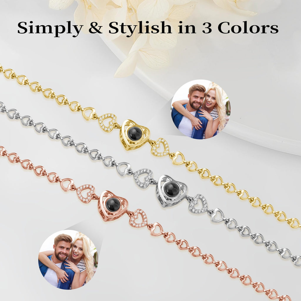 Easycosy Personalized Bracelets with Picture Inside Custom Photo Projection Bracelets Customized Gifts for Women Memorial Gifts for Girlfriend Wife