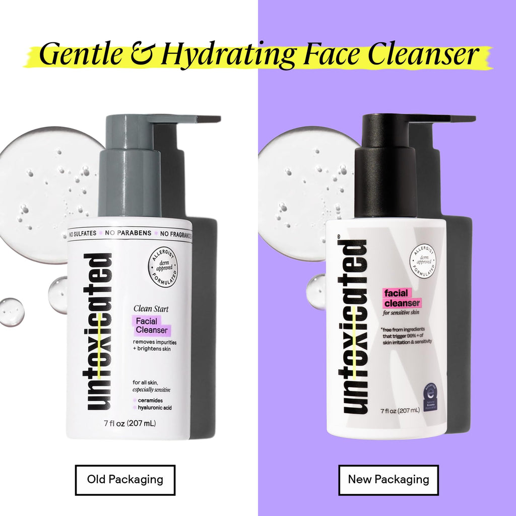 Untoxicated Face Wash - Gentle & Hydrating Face Cleanser for Sensitive Skin - Ceramides, Hyaluronic Acid & Glycerin - No Common Irritants - Non-Foaming - Soap Free - Fragrance Free - 7 Ounce