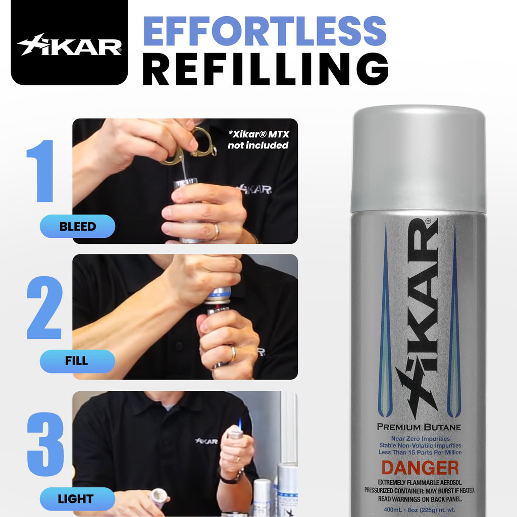 XIKAR PUROFINE Premium Butane Fuel Refill (400ml) 0 Impurities - Ultra Refined, Food Grade, Culinary Butane Refill for Torch & Lighter - Jet Flame Lighter Fuel & Kitchen Torch Refills (4 Pack/8oz)