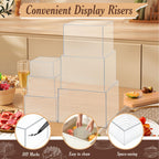 6 PCS Buffet Risers, Large Food Risers for Buffet Table, Food Display Risers for Party, White Acrylic Boxes Dessert Table Display Set, Risers Display Stands (Size 10" 9" 8" 7" 6" 5", Transparent)