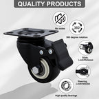 Htudcue 2 Inch Industrial Heavy Duty Caster Wheels Set of 20, Double Locking PU Casters, Non-Marking Polyurethane Wheels for Workshops & Commercial Spaces, 800lbs Per 4 Wheels