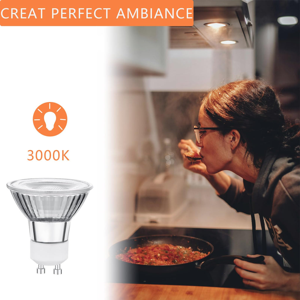 LED GU10 Range Hood Light Bulbs, LED Stove Appliance Light Bulb, Kitchen Light Replacement Halogen Light Bulb, 50W Equivalent, Warm White 3000K, 6W 550 Lm, Dimmable,Waterproof IP65 Pack of 2