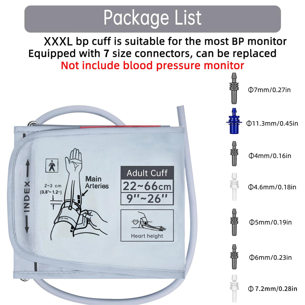 Extra Large Blood Pressure Cuff, 9”-21” (22-54CM) XL Cuff Compatible with Omron BP Monitor, Replacement X-Large Cuff for Adult Big ARM, 6 Connectors
