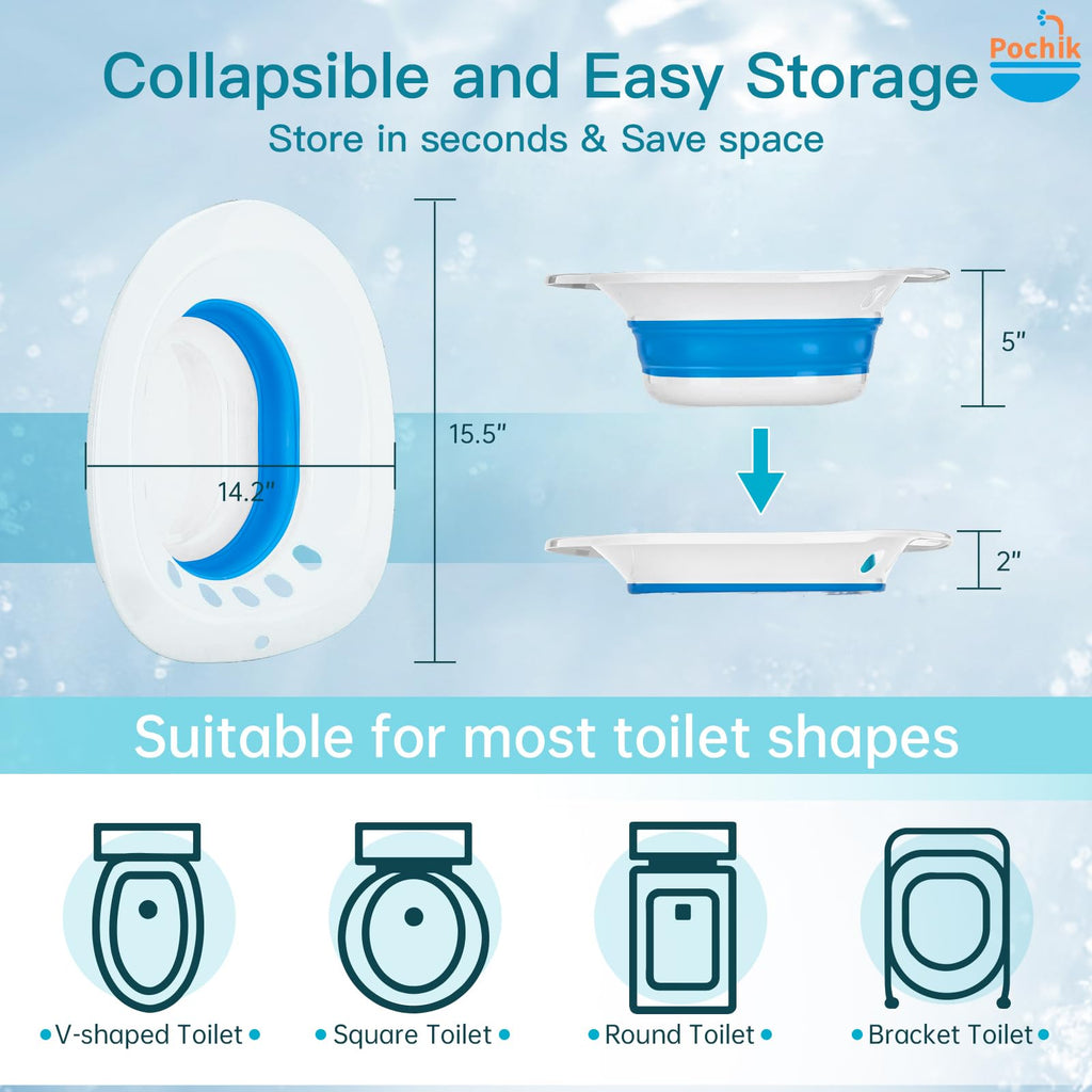 Pochik Electric Sitz Bath, Sitz Bath for Toilet Seat, Postpartum Essentials, Hemorrhoids and Postpartum Care Tub for Soak, Sits Bath Kit for Women, Collapsible, Drain Holes