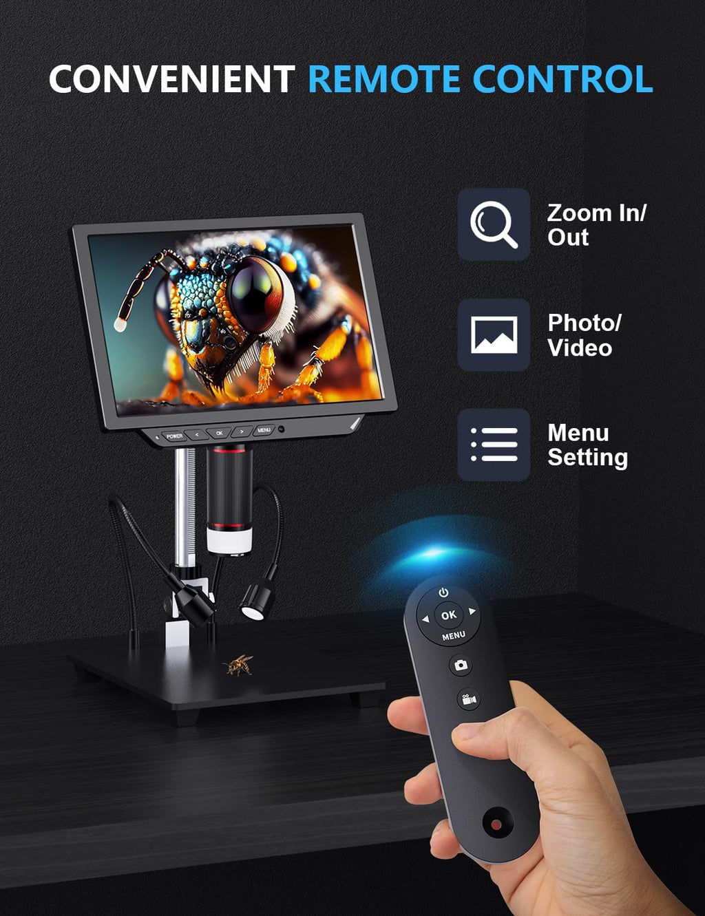 Dcorn 4K Digital Microscope - 2000X Magnification, 10" Coin Microscope with 52MP Camera Sensor, Microscope for Adults for Soldering, Full Coin Observation, 64GB TF Card & Coin Guidebook Included