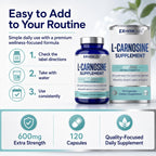 L-Carnosine 600mg Capsules, Premium Carnosine Supplement for Cellular Rejuvenation & Brain Support, Advanced L Carnosine Supplement for Antioxidant Defense & Muscle Recovery, 120 Capsules