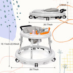 HolyBase Music and Lights Baby Walker Foldable with 9 Adjustable Heights, Baby Walker with Wheels Portable, Infant Toddler Walker for Baby Boy Girls 6-18 Months