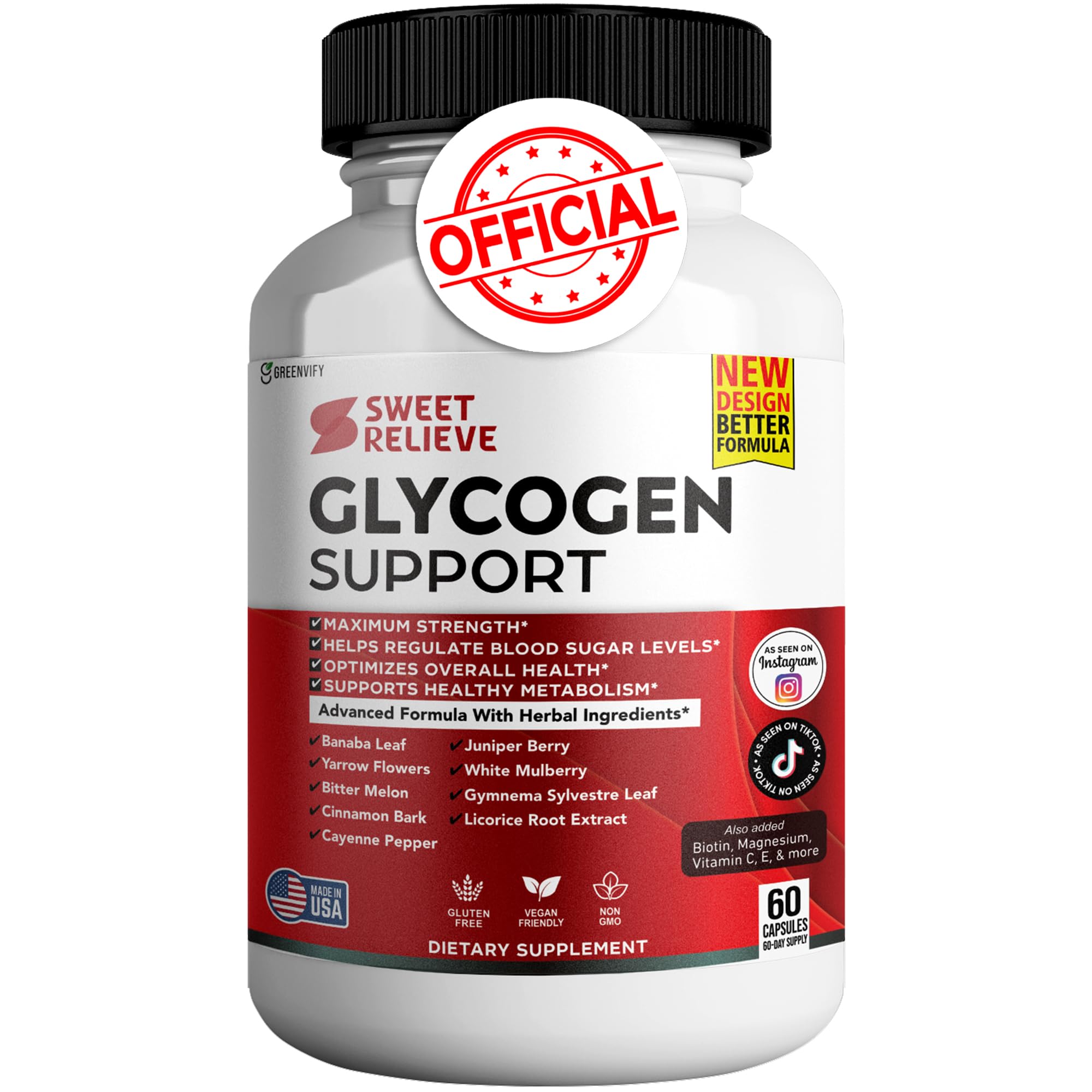 GREENVIFY Sweet Relieve Glyco Optimizer, Advanced Glycogen Support and Blood Vessel Cleanse, 60 Capsules