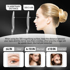 PIMPLEGO Compact 30X Magnifying Square Travel Mirror, 3.3x3.3 Inch Small Pocket, 2-Sided Women's Magnetic Portable With Precision Tweezers, Black