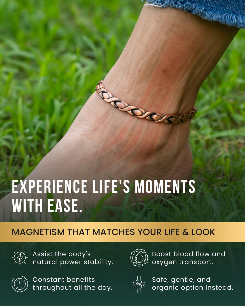 MagnetRX Copper Anklet for Women – Ultra Strength Magnetic Ankle Bracelets for Women – Effective Womens Copper Magnetic Ankle Bracelet (Women Anklet)