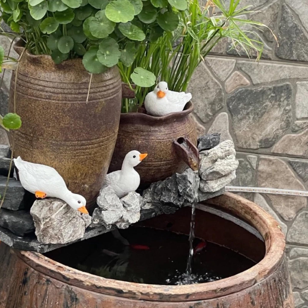 3PCS Duck Statues Resin Ducks Outdoor Garden Yard Porch Duck Pond Decor