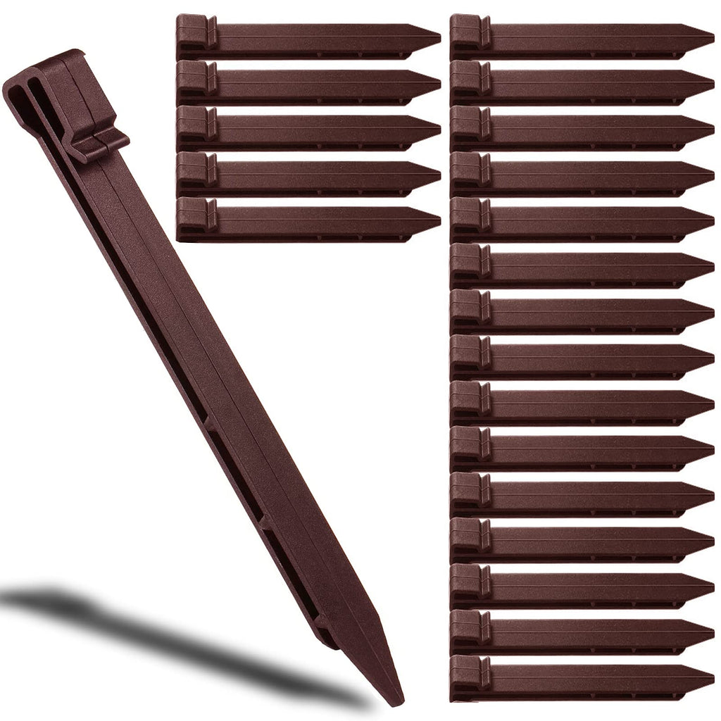 Aoipend 30 Pack Garden Landscape Stakes 10 inch Heavy Duty Plastic Stakes Tent Stakes Anchoring Spikes for Edging Terrace Board and Christmas Inflatables Garden Decorations Nails Brown