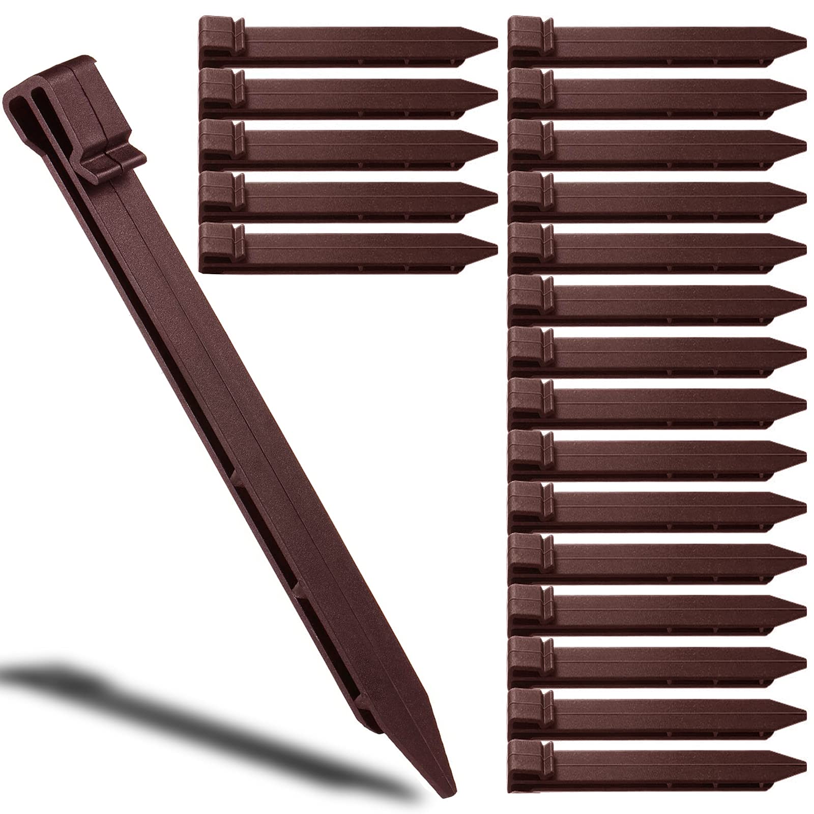 Aoipend 30 Pack Garden Landscape Stakes 10 inch Heavy Duty Plastic Stakes Tent Stakes Anchoring Spikes for Edging Terrace Board and Christmas Inflatables Garden Decorations Nails Brown