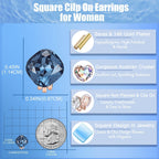 EVEVIC Square Austrian Crystal Charm Clip On Earrings for Women