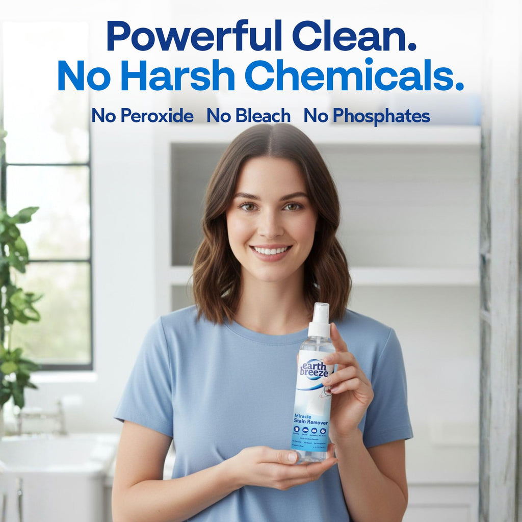 Earth Breeze Miracle Stain Remover Spray – Powerful All-In-One Solution - Removes Virtually All Household Stains – No Harsh Chemicals – Effective Tough Stain Eliminator – 8fl oz.