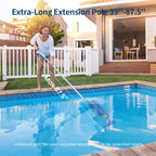 Yousky Cordless Pool Vacuum for Above Ground & Inground Pools, 18.5GPM Suction with 2 Brush Heads for Leaves, Debris, with Telescopic Pole Back-Friendly Cleaning, Hot Tub Spa Handheld Cleaner (Blue)