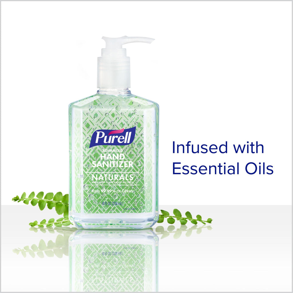 PURELL Advanced Hand Sanitizer Naturals with Plant Based Alcohol, Citrus Scent, 8 fl oz Pump Bottle (Pack of 4) - 9626-06-ECDECO