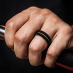 ThunderFit Silicone Wedding Rings for Men, Breathable, Brushed Top