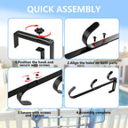 2 Pack Upgraded 3-Tier Pool Fence Hooks for Pool Equipment, Adjustable Heavy Duty Pool Pole Hanger Holder, Rustproof Hooks for Pool Skimmer Pole Vacuum Hose Net Leaf Rakes Garden Tool Organizer