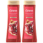 Caress Body Wash, Tahitian Pomegranate & Coconut Milk, Moisturizing Body Wash for Renewed, Glowing Skin, Exfoliating Body Soap Liquid, 20 Fl Oz (Pack of 2)