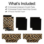 Underarm Crutch's Pad and Hand Grip Covers Universal Forearm Handle Padded Cushion Sets Accessories for Crutches Pads for Armpits (Leopard)