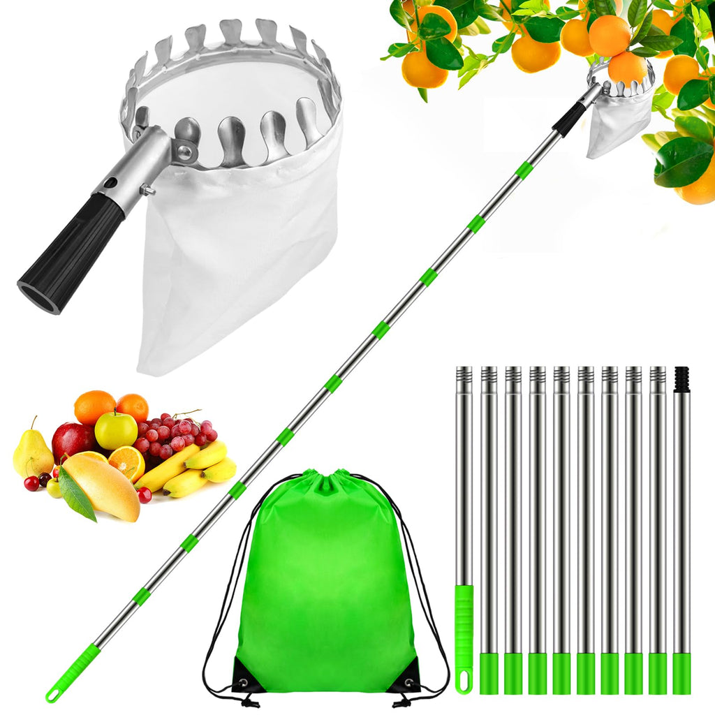 Kkluno 13.1FT Fruit Picker Pole with Basket Telescoping