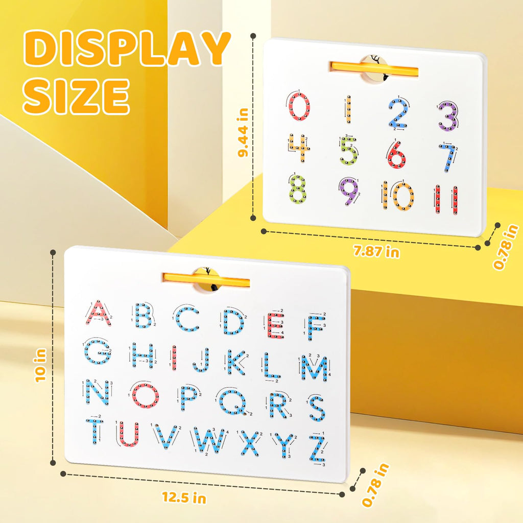 GAMENOTE Double Sided Magnetic Letter & Number Board Set - Alphabet & Numbers Tracing Board for Toddlers, ABC Uppercase & Lowercase Practicing, Math Learning, Educational Toys for Kids