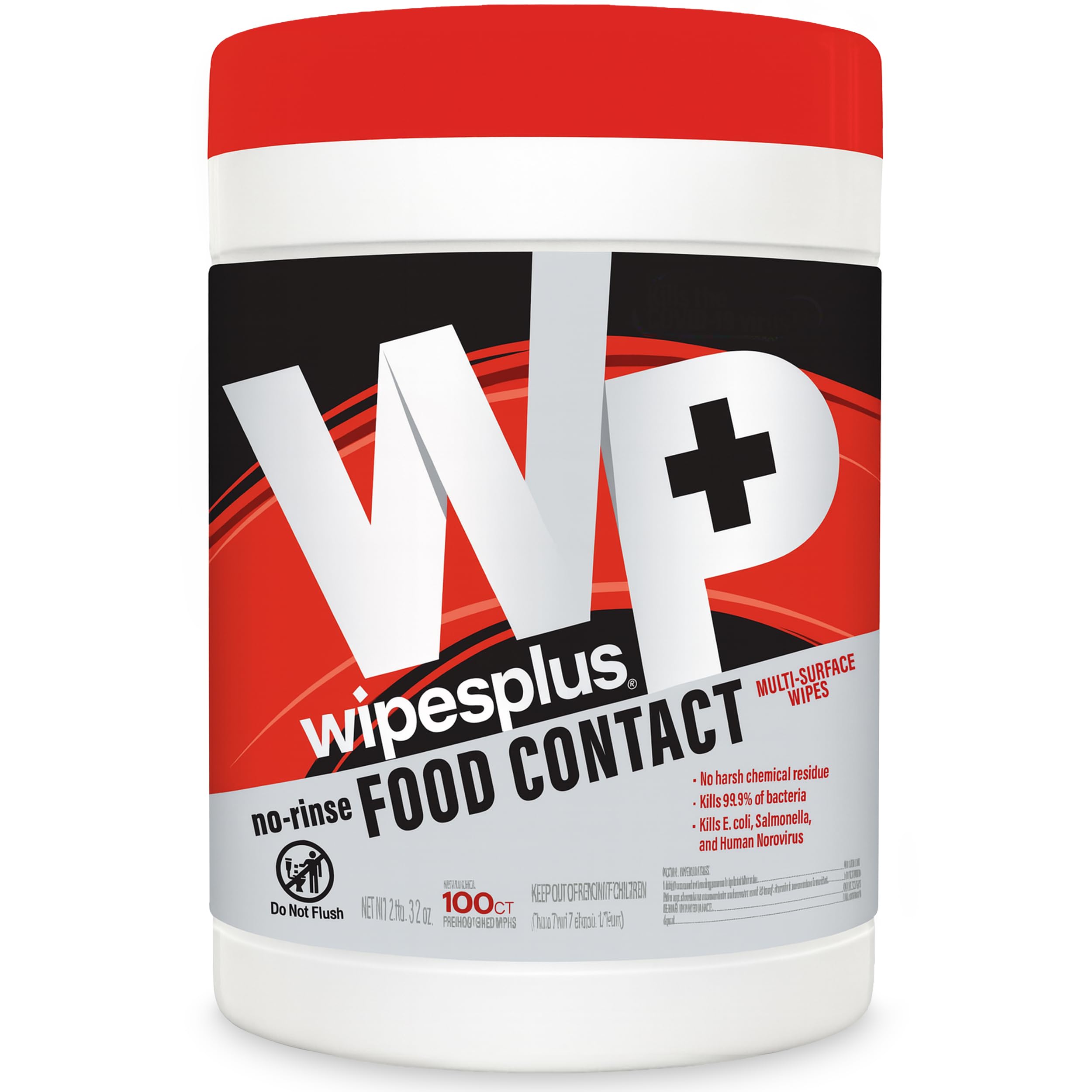 WIPESPLUS No-Rinse Food Contact Wipes Canister Multi-Surface Wipes, Unscented for Home and Business, 600, (6 Packs of 100)