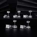 MDFUN 316L Stainless Steel Square Stud Earrings Set for Women Men 3-7MM